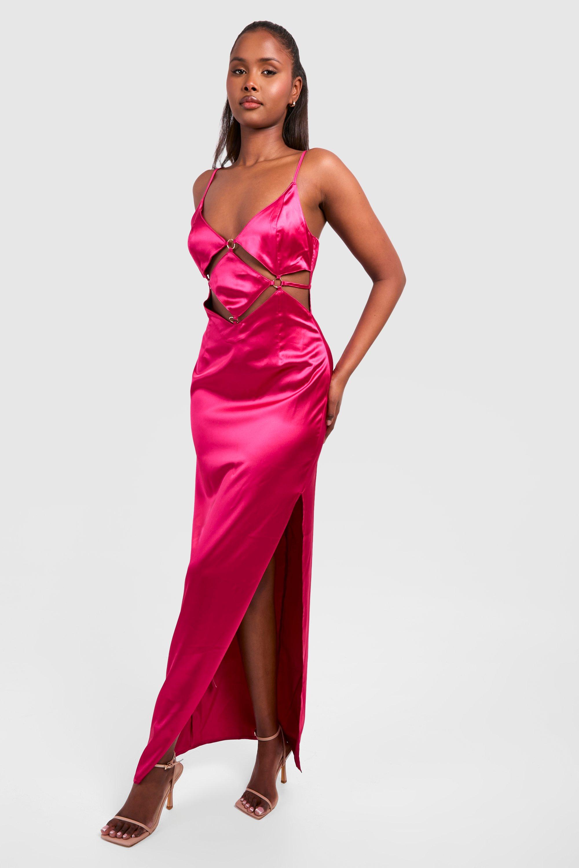 Hot pink 2025 satin slip dress